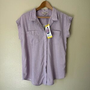 ❇️JACHS Girlfriend Lavender Button-Front Short Sleeve Shirt 2 for $22❇️